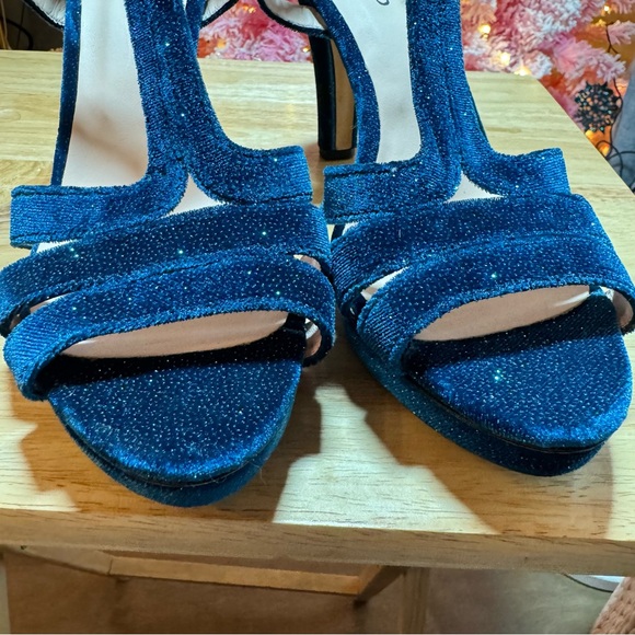 Repetto Teal Bikini Sandals Platform Heels Metallic Velour MSRP $545 EUC - Picture 3 of 7